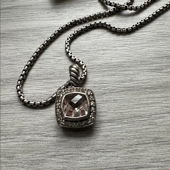 Authentic David Yurman Albion pendant necklace morganite and diamonds - Picture 4 of 9